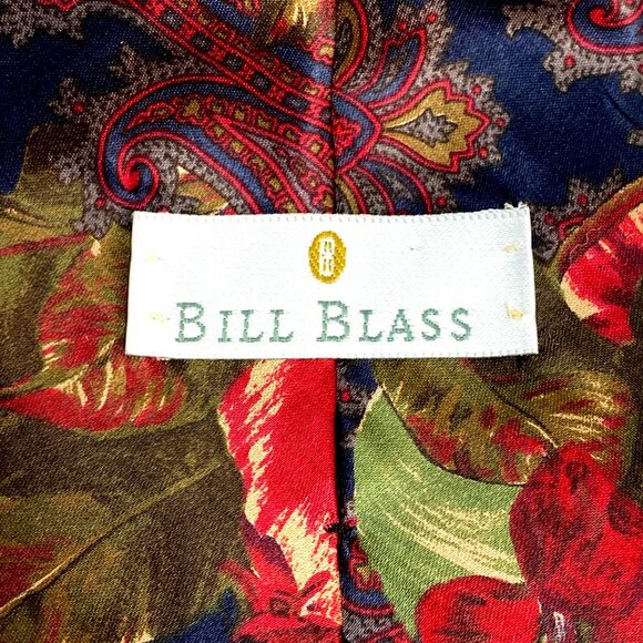 Vintage Bill Blass Silk Tie Vibrant Roses and Paisley Rare Formal Tie - Picture 2 of 10